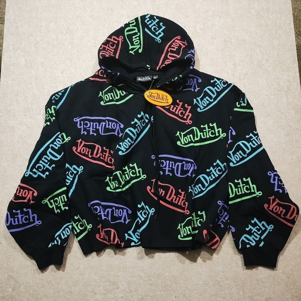 Von Dutch Fleece Crop Logo Hoodie Women's -A